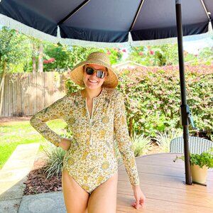Yellow Ulla Johnson Citrus Tavira One Piece Swimsuit in Women’s Medium